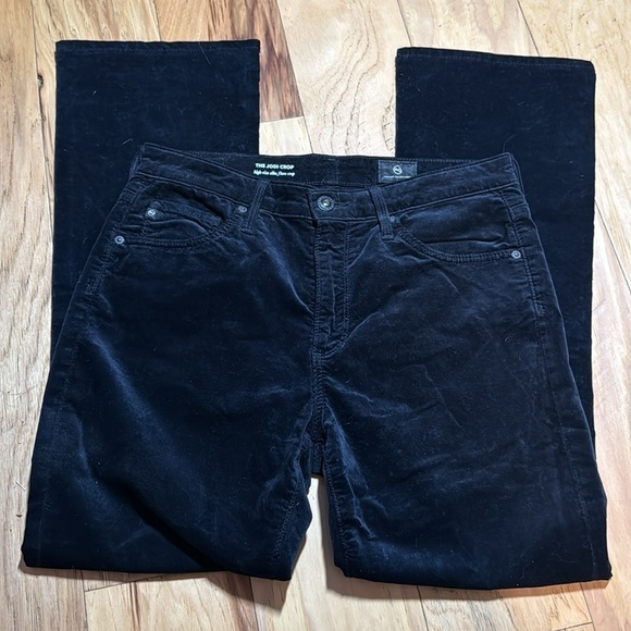 Adriano Goldschmied The Jodi Crop high Rise Slim Flare crop black velvet pants - Picture 6 of 13